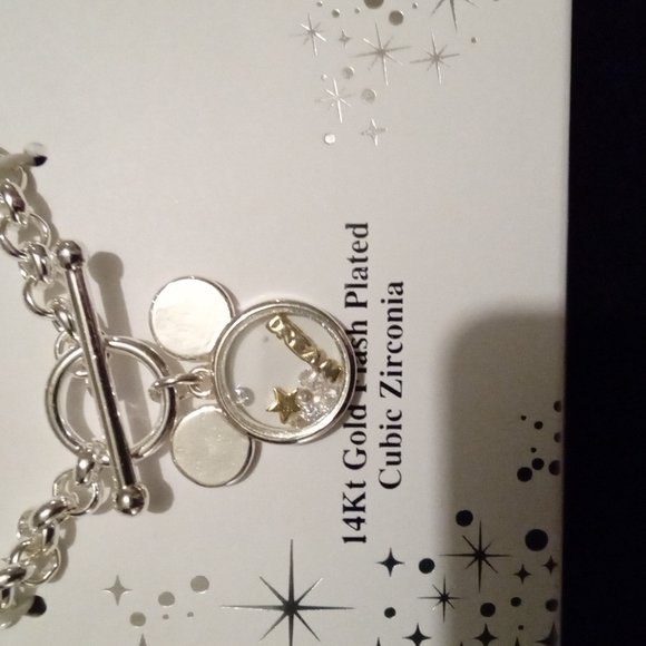 Mickey Mouse 14 Kt Gold Flash Plated Charm Bracelet - Picture 5 of 6